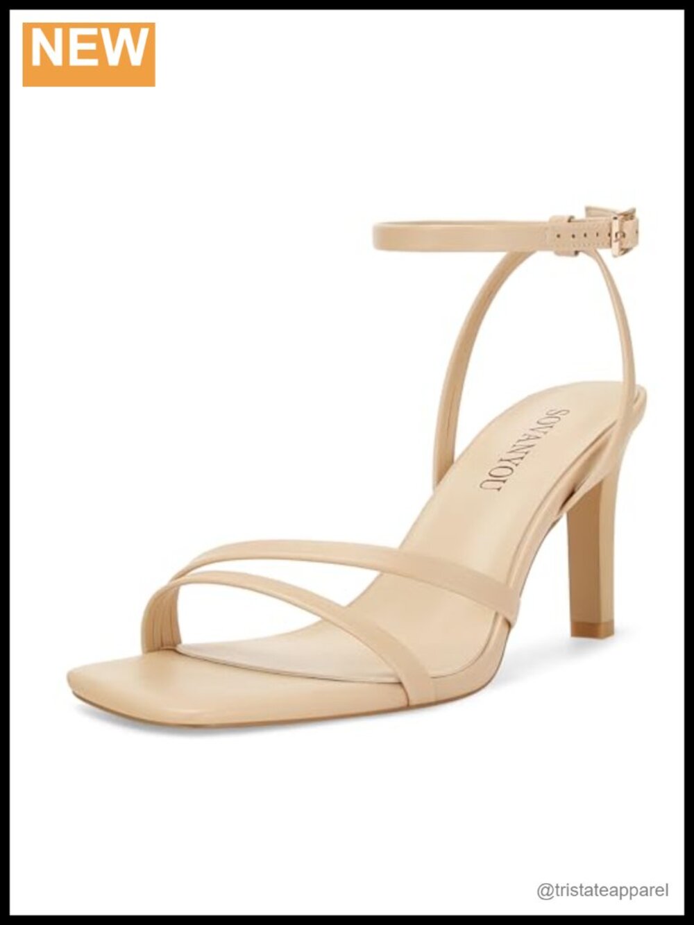 Faux Leather Heeled Sandals Women Dressy Square Open Toe Strappy High Heels